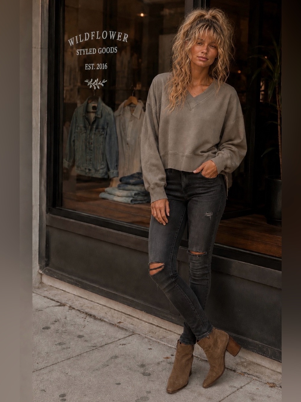NWT Pistola Simone V-Neck Oversized Sweatshirt